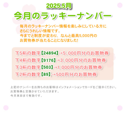 今月のラッキーナンバー