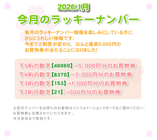 今月のラッキーナンバー